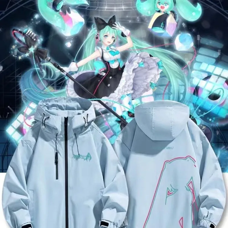 

Новая ветровка Hatsune Miku Neon Tech — весенне-осенняя куртка унисекс с капюшоном, модная верхняя одежда в стиле аниме с ветрозащитным дизайном, подарок