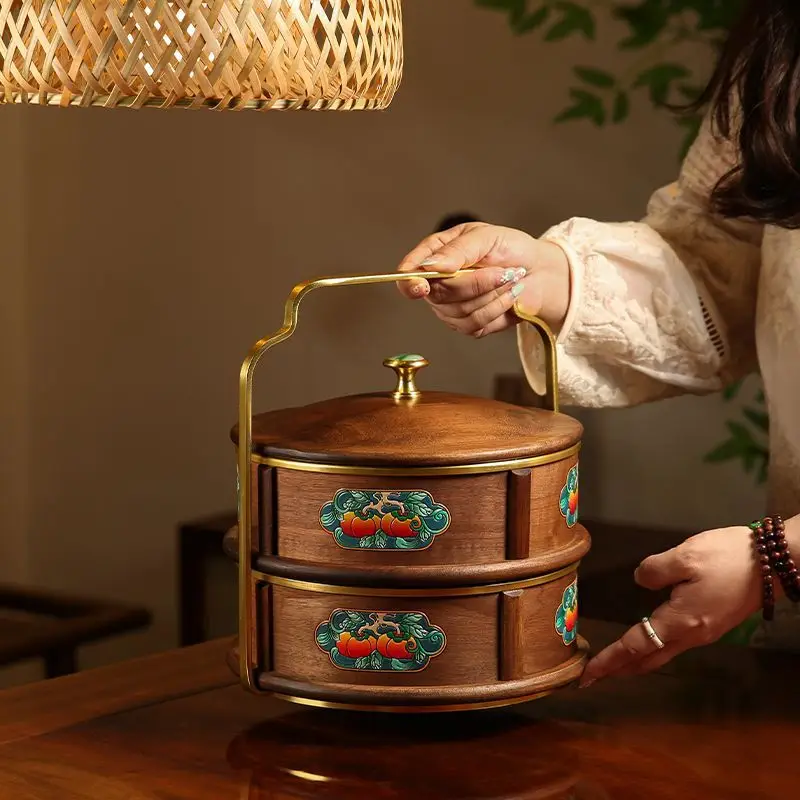 Large-capacity double-layer storage box, household portable dried fruit tray, light luxury candy box.