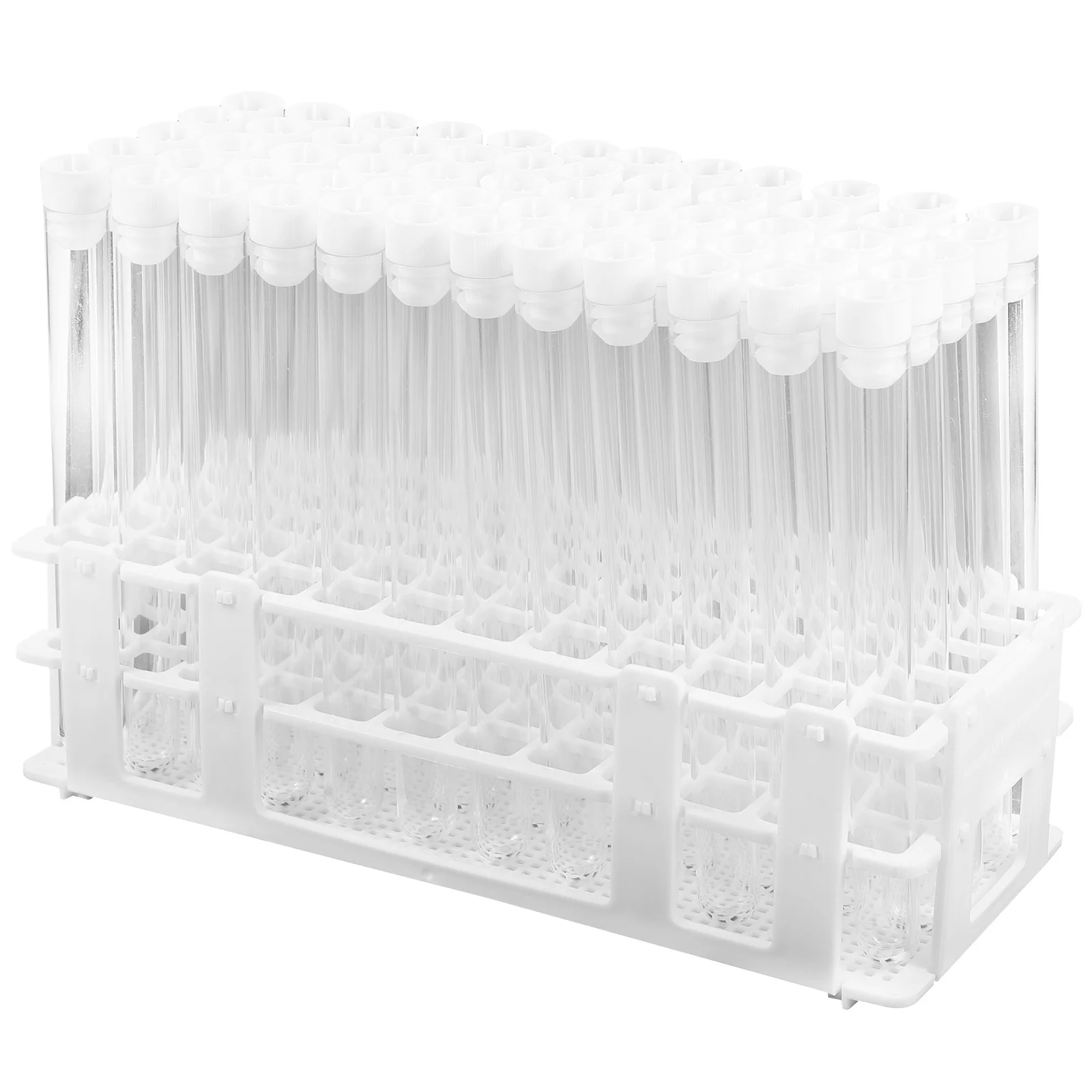 60 Pcs Plastic Test Tube Storage Centrifugal Centrifuge with Stand Scale Kit Science Tubes Stopper for Laboratory Experiment