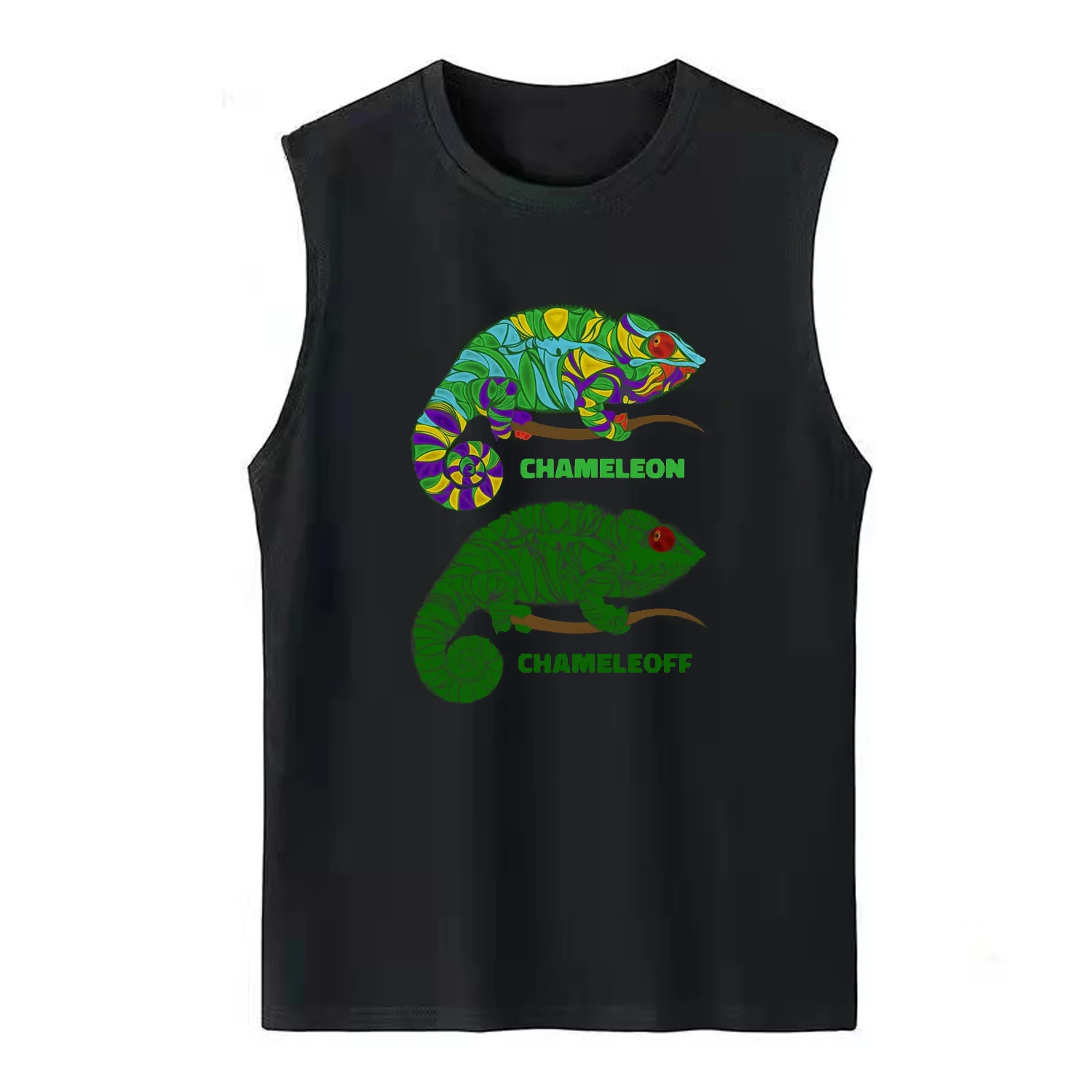 

Хамелеок Хамелеон Забавная майка с ящерицей из 100% хлопка с круглым вырезом Летние повседневные мужские майки Футболка без рукавов