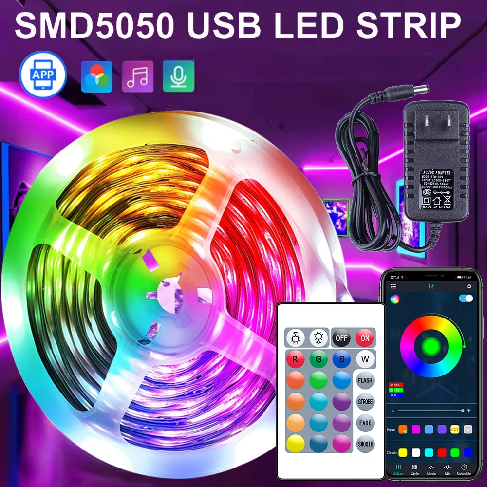 GreatWall 5050 RGB LED Light Strip 30LEDs/M RGB LED Light Smart APP Control for Christmas Party Home Decor Lighting Ribbon