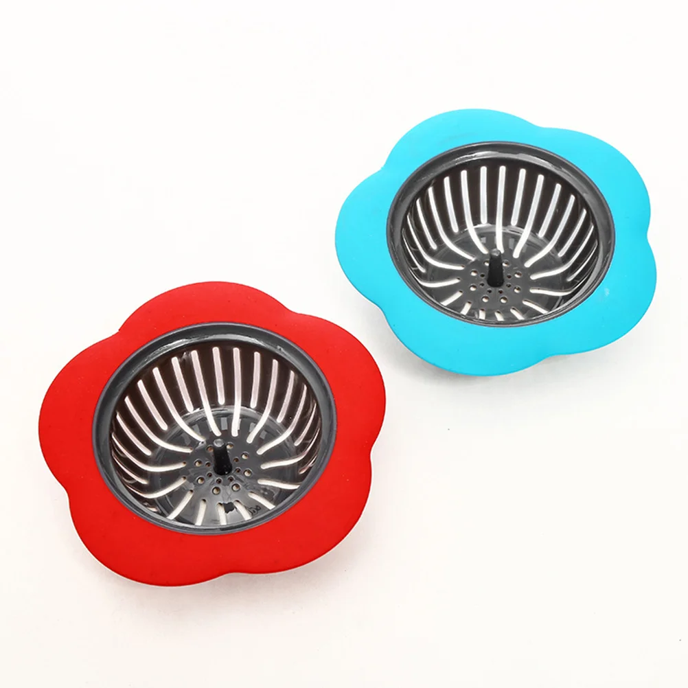 

Red Flower Sink Strainer Kitchen Bathroom Plastic Garbage Mesh Filter Durable Sink Basket Strainer Sewer Drain