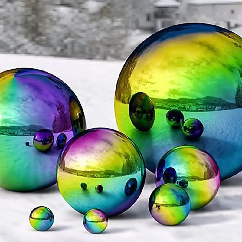 1Pcs OD 38/50/60/76/90-300mm Colorful Electroplated Gloss Ball 304 Stainless Steel Hollow Hanging Ball Christmas Decorative Ball