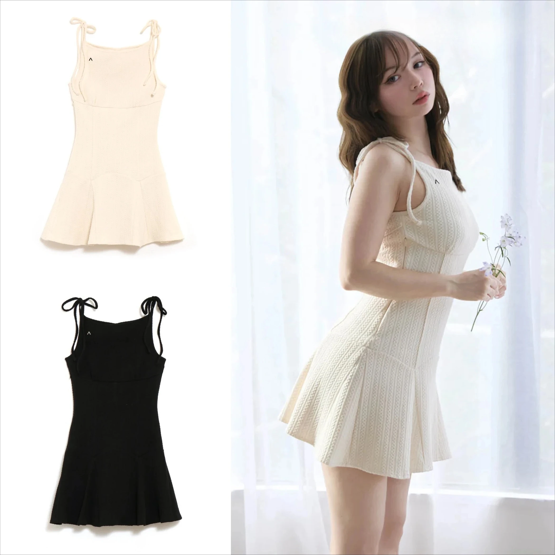 

Японское милое милое модное платье на бретельках с высокой талией для похудения, летние новые однотонные платья без рукавов с завязками для женщин