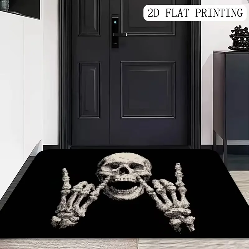 Gothic Skull Smoke Design Skull Pattern Floor Mat Suitable for Bedroom Living Room Entrance Bathroom Gothic Home Decoration