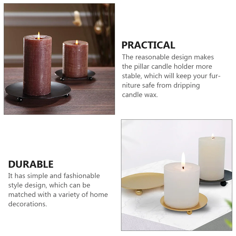

4pcs Iron Plate Holder Pillar Wax Stand Simple Decorative Desktop Decoration For Home Living Room Office Wedding