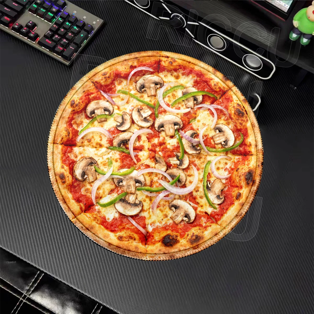 Pizza Pattern Circle Mouse Pad Round Portable Small Gaming Mousepad Rubber Base Office Lock Edge Desk Mat Table Decoration Pads