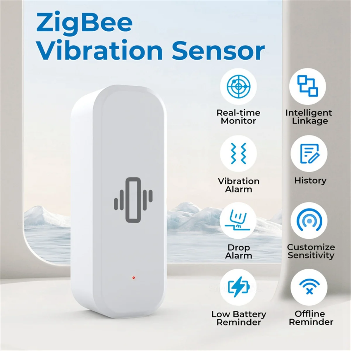 Zigbee Smart Vibration Sensor Detection Tuya Smart Life APP Notification Real-Time Motion Vibration Alarm Smart Home