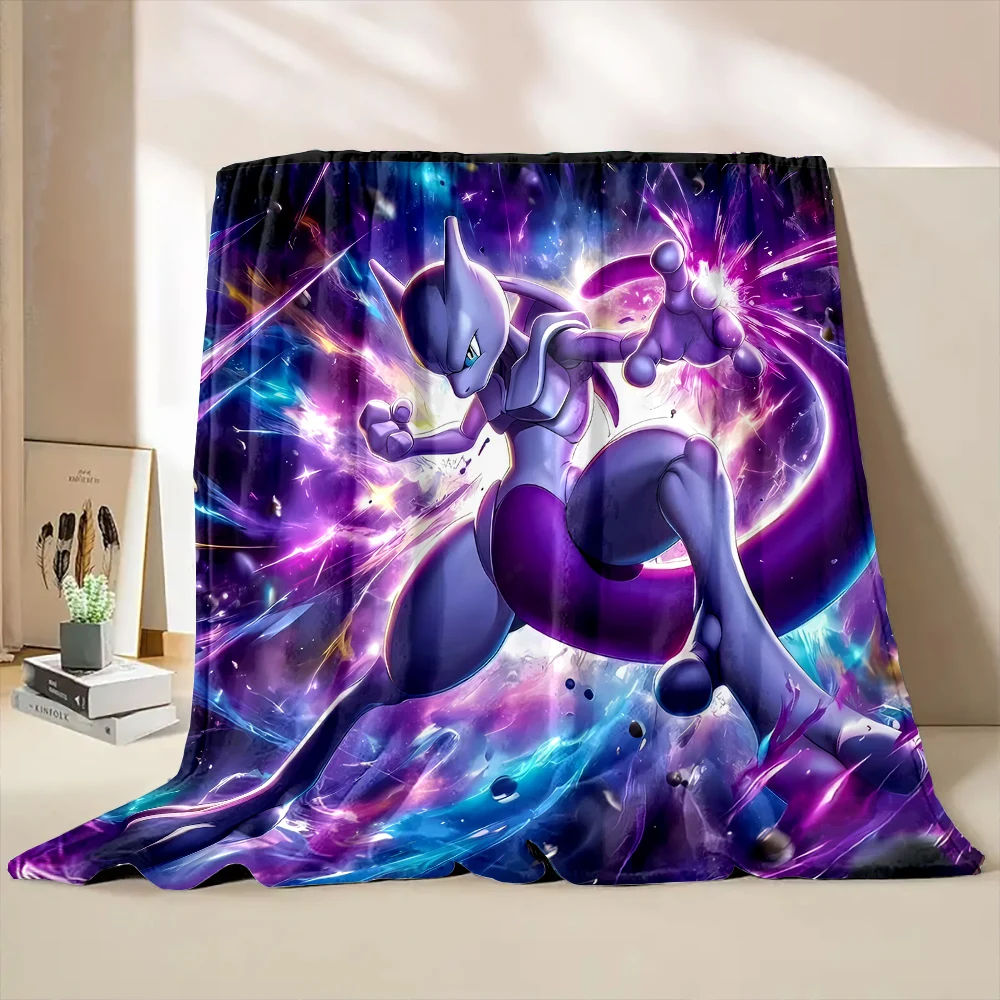 Pokemon-Mewtwo Cartoon Anime Printed Soft Fluffy Throw Blanket Air Condition Sleeping Cover Bedding Throw Bed Sheet for Kid Gift