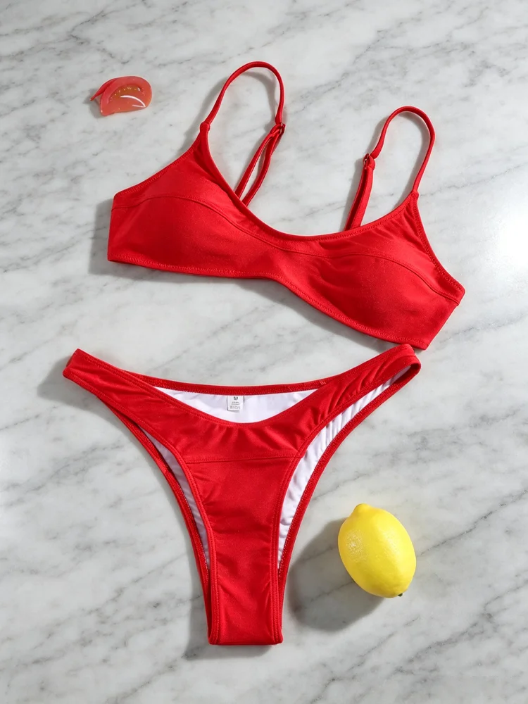 Rinade String-Bikini, Push-Up-Bikinis, schwarze, einfarbige Badebekleidung, hoch geschnittener Badeanzug, sexy Badeanzüge, Urlaubs-Badeanzug, zweiteilige Strandbekleidung – Detail 7