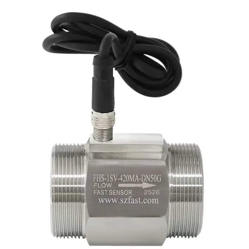 High Accuracy Hall Effect Stainless Steel Liquid Flow Sensor Water Oil Fuel FHS Output Model Vertical Horizontal