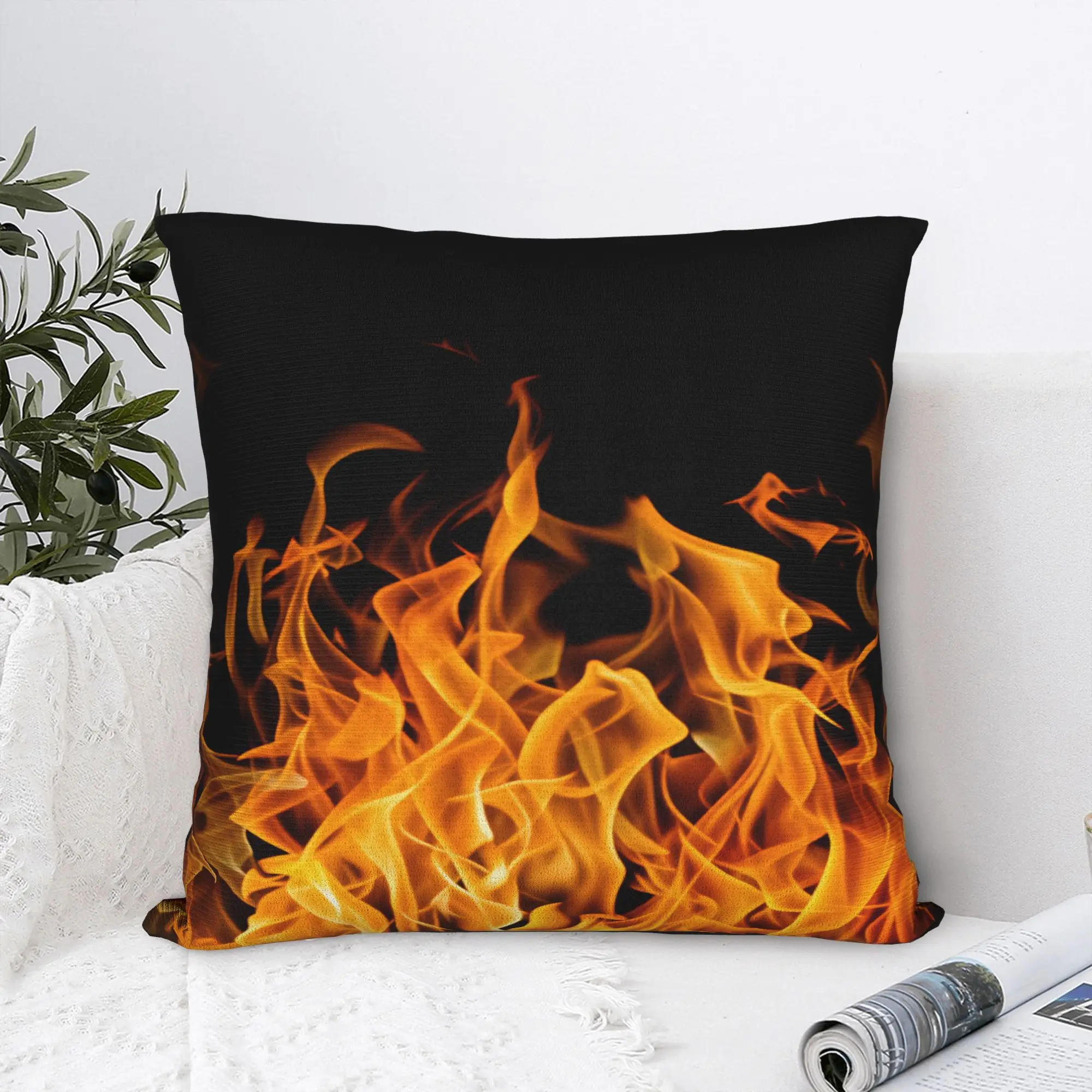 Pillow Case Fire Flames Soft  Pillow Cover For Chair Sofa Home Decor Retro Trendy Pillowcases