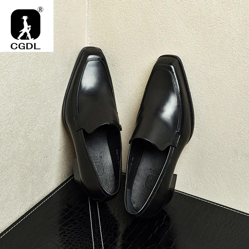 2024 New Elevator Shoes for Men Heel Shoe Formal Leather Black Men Loafers Dress Shoes Fashion Trend Mens Heightening Shoes