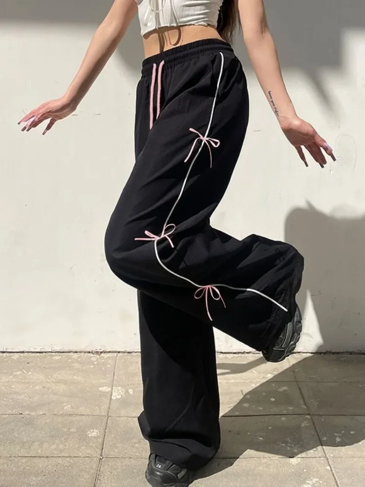 هوتشو Y2k 2000s خمر فضفاض Sweatpants امرأة الكورية موضة Harajuku السراويل المتضخم الشارع الشهير عادية Gyaru بنطلون الانحناء