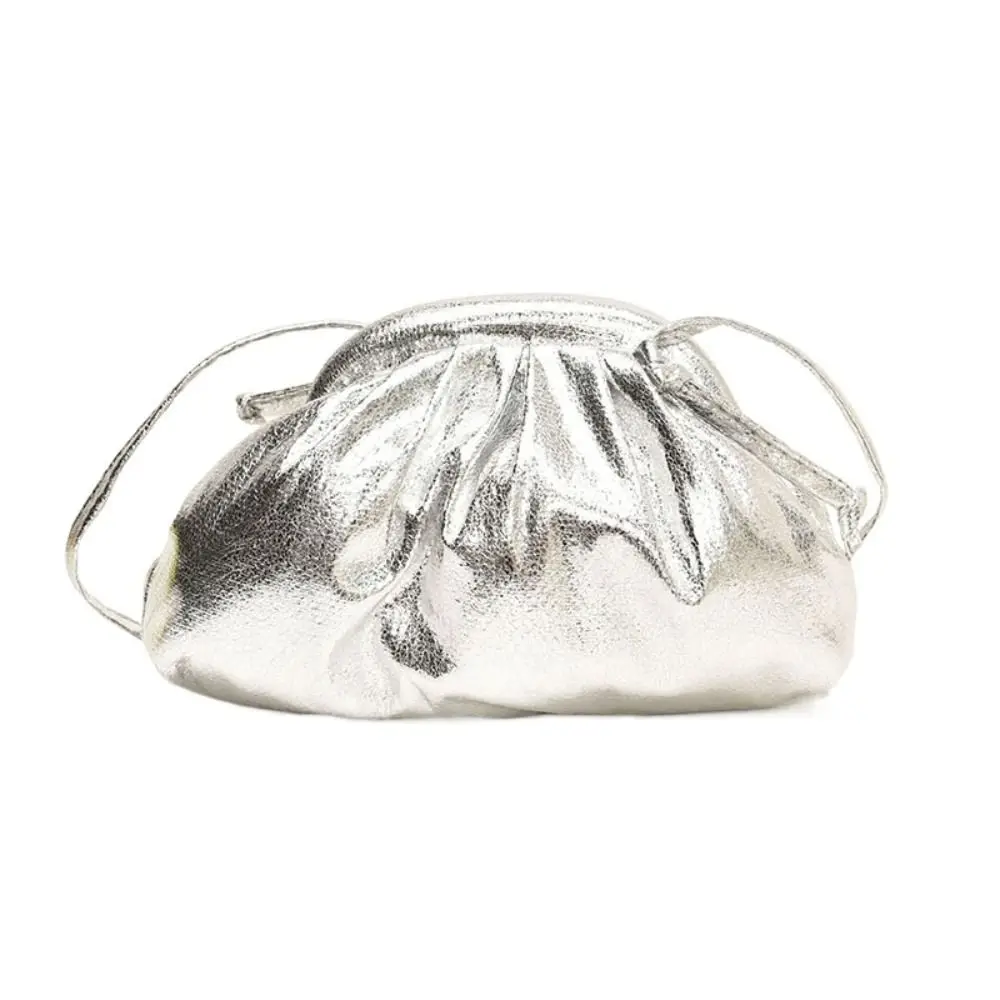 Portable Leather Women Dinner Bag Solid Color Crossbody Bag Pleated Shell Bag Lipstick Bag Shoulder Bag Cloud Bag Girl