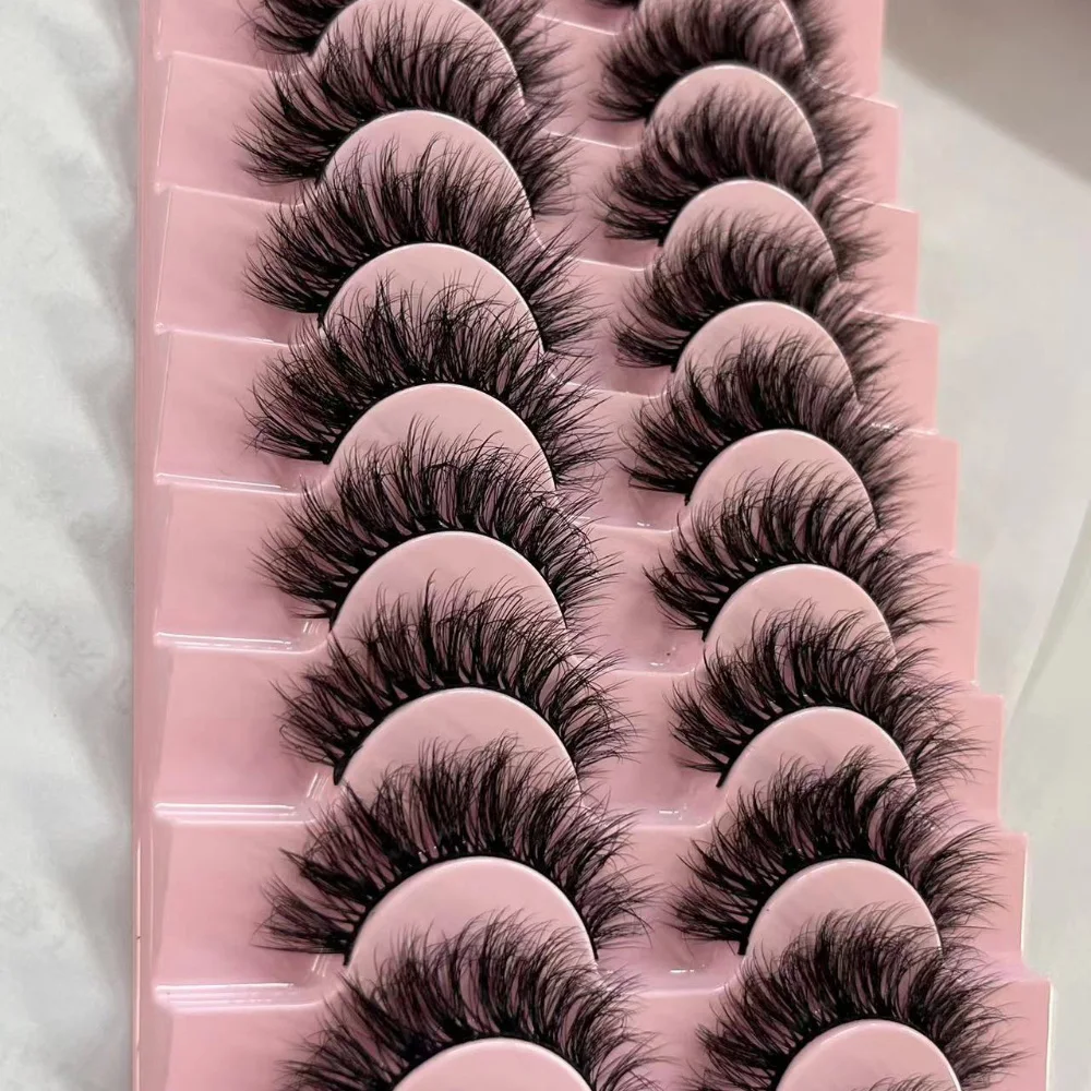 10 أزواج رائجة البيع الرموش الصناعية الطبيعية مانغا سميكة شريط كامل رموش اصطناعية تمديد حجم رمش ماكياج ملحق