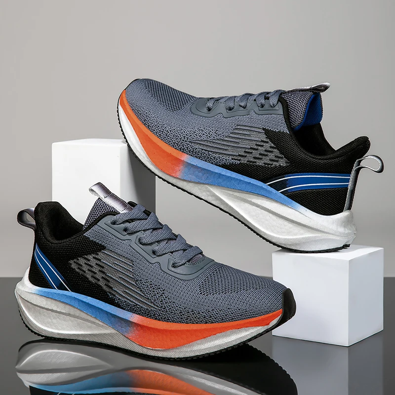 

Men Sports Shoes Breathable Lightweight Non Slip Flat Running Shoes Comfortable High Elasticity And Comfortable Running Shoes