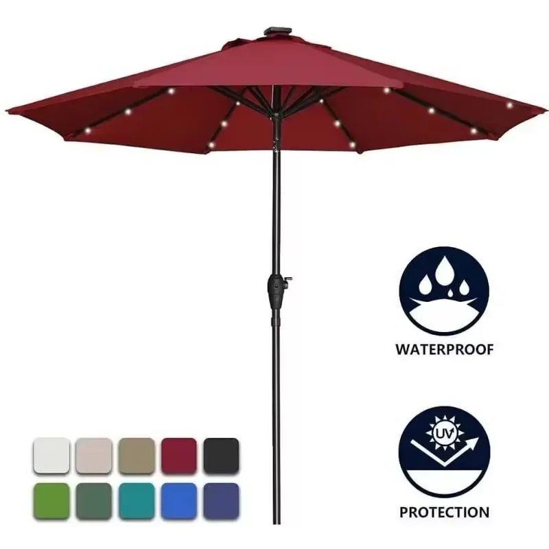New design UV resistant garden balcony terrace solar light umbrella