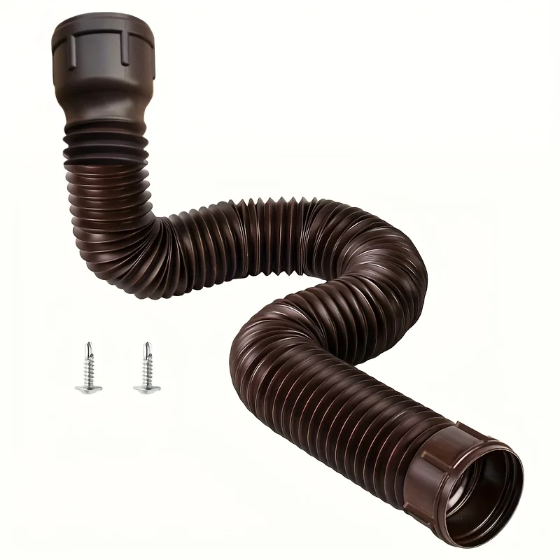 1 Flexible Rainwater Pipe Extender Kit for Rain Gutters - Telescopic Drainage Pipe for Rainwater Management, Made of Durable Pe Material, Easy to Install (with Screws), Adjustable Length, Range from 18.5 to 150.01cm