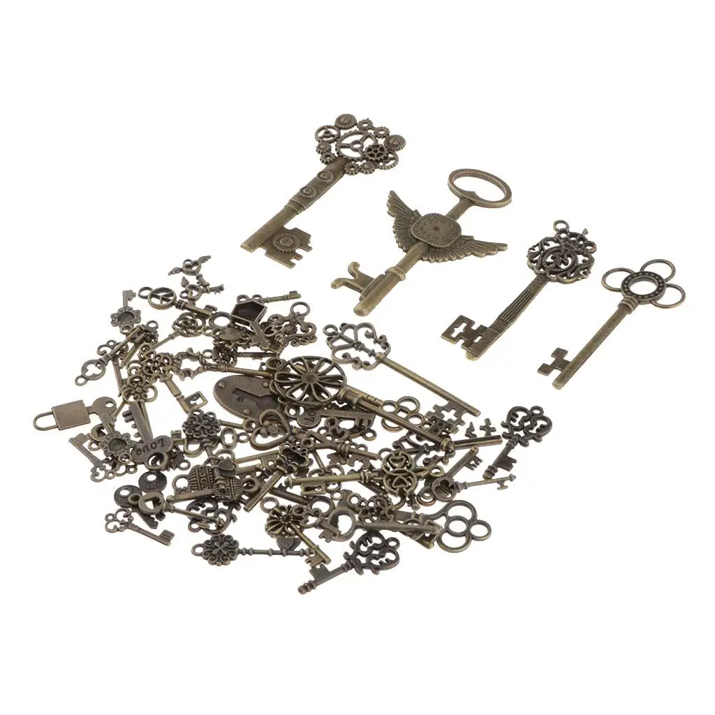 Antique Bronze Pendant for DIY Jewelry Assorted Alloy Lock and Key Earring Connectors for Charm Bracelets
