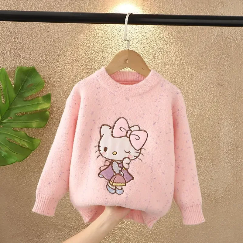 Doce olá kitty anime kawaii moda manga longa camisola bonito dos desenhos animados sanrio ins engrossado camisa com capuz pano presentes para crianças