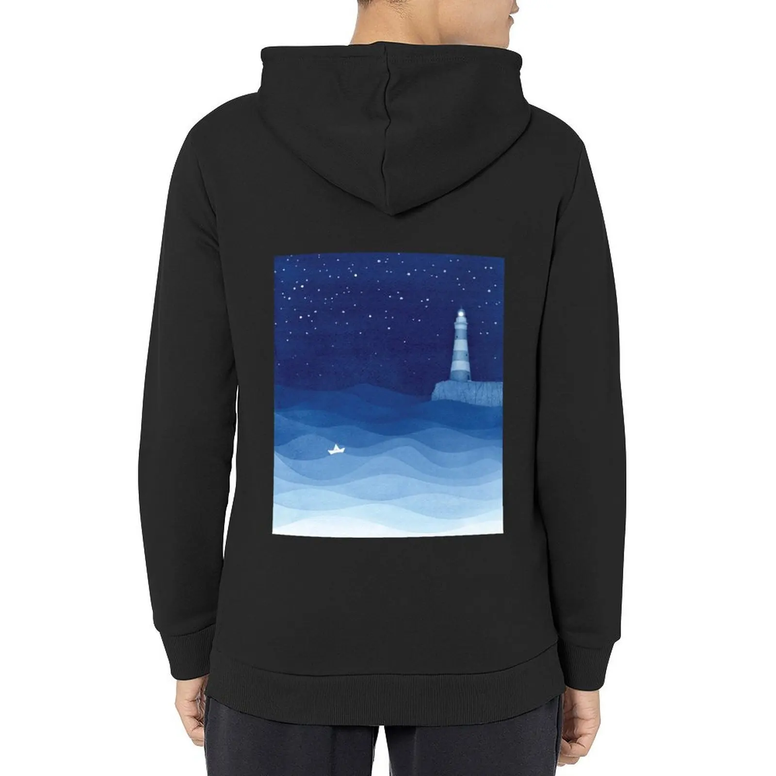 

Lighthouse 2, blue ocean watercolor Hoodie fashion men clothes for men men clothes mens hoodie