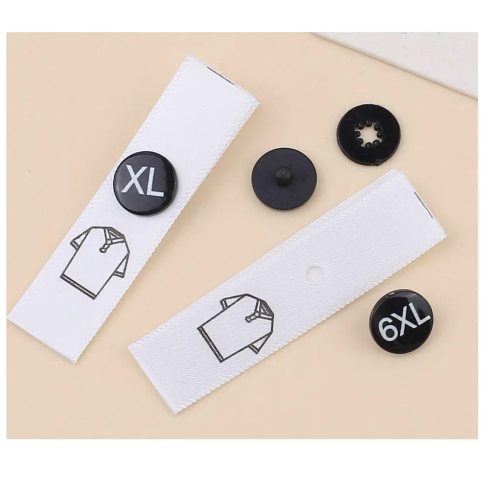Größenmarkierung für Kleidung mit Knopf, Satinband-Größenetikett für Poloshirts, 500 Stück/Packung – Detail 4