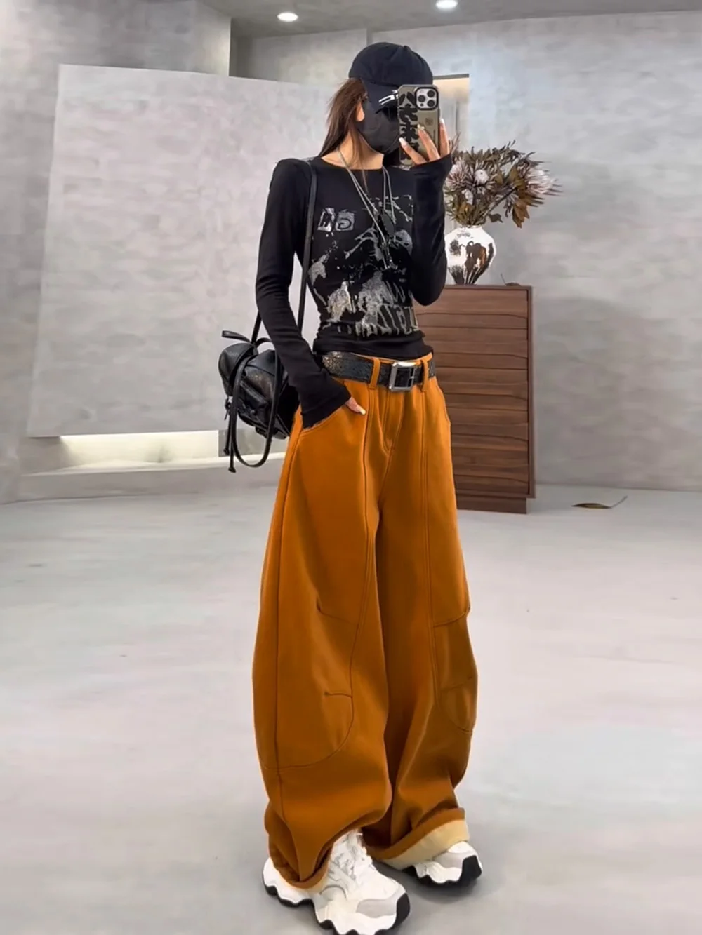 

Американские джинсы с флисовой подкладкой и утолщением, женские, 2025, новый дизайн, модные, свободные, широкие штанины, в пол