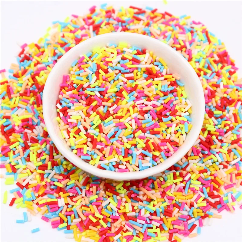 50g/lot Mix Colourful Cylindrical strip Candy Polymer Clay Slices Sprinkles for DIY Nail Arts Kids Toys And Slime Filling 1-3mm