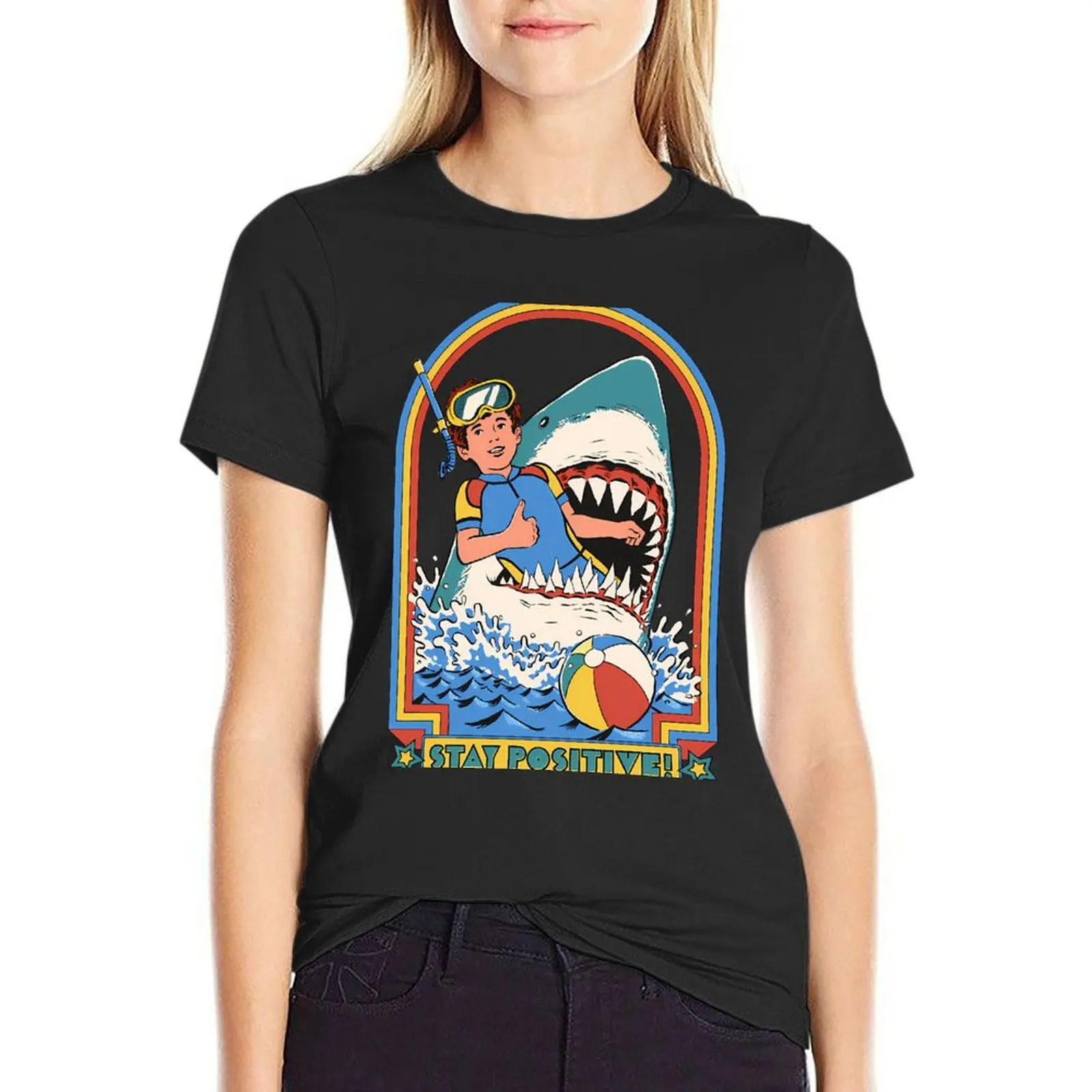 

Stay Positive T-shirt summer tops anime clothes new edition t shirts for Women