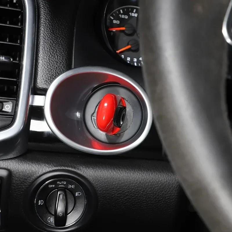 For 2013-23 porsche Boxster Cayman 911 Cayenne Macan ABS red car engine start key switch One-click ignition Trim Car Accessories