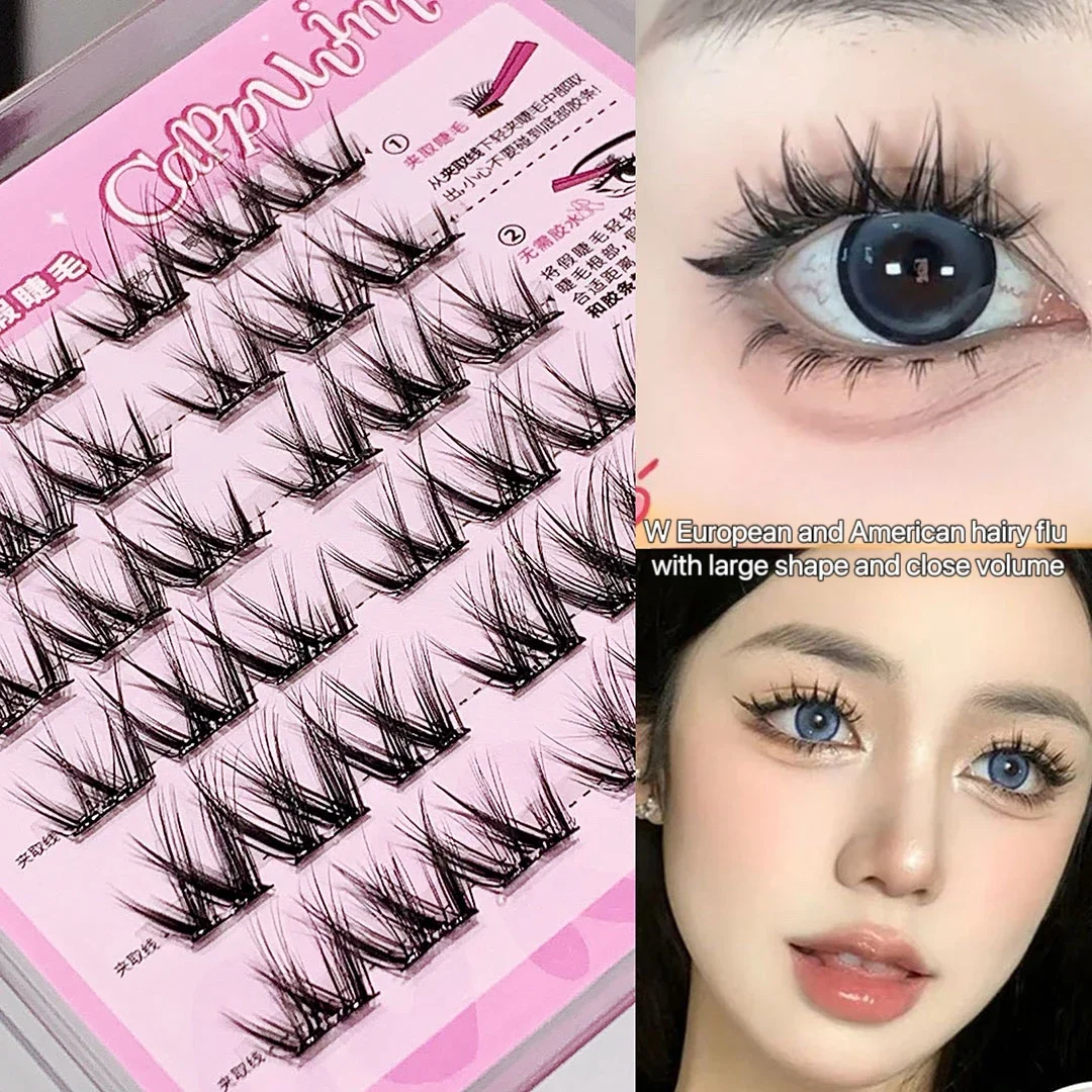 ضخمة خالية من الغراء ذاتية اللصق الرموش الصناعية 5D رقيق سميكة الطبيعية الشباك لاش تمديد سهلة التطبيق DIY بها بنفسك أنيمي العين