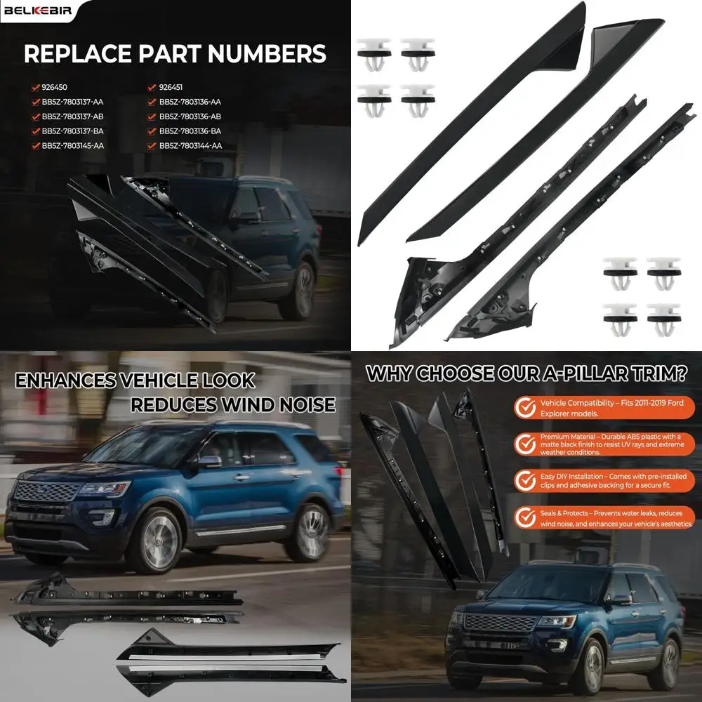 

Комплект накладки на лобовое стекло, совместимый с Ford Explorer 2011-2019, внешняя и внутренняя, левая и правая пассажирская сторона W