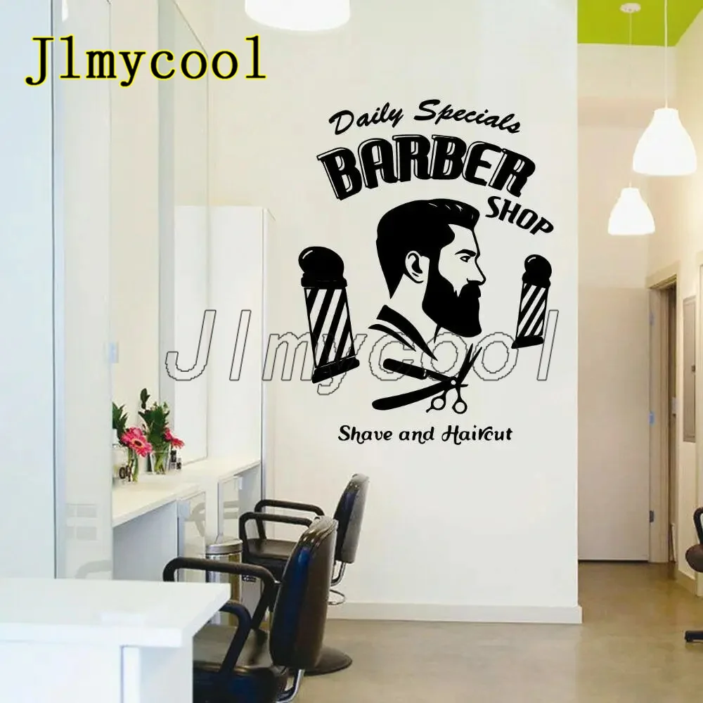 Creative Barber Art Vinyl Wall Sticker for Barber Shop Hairstyle Decotation Wall Decals Wallpaper Stickers Wall Decor