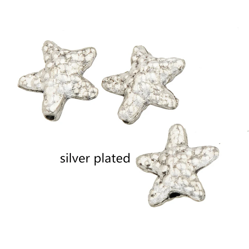 40pcs Starfish Beads For Jewelry Making Diy Handicraft Keychain Bracelets Space Loose Gold Silver Parts Fatter Metal Accessories