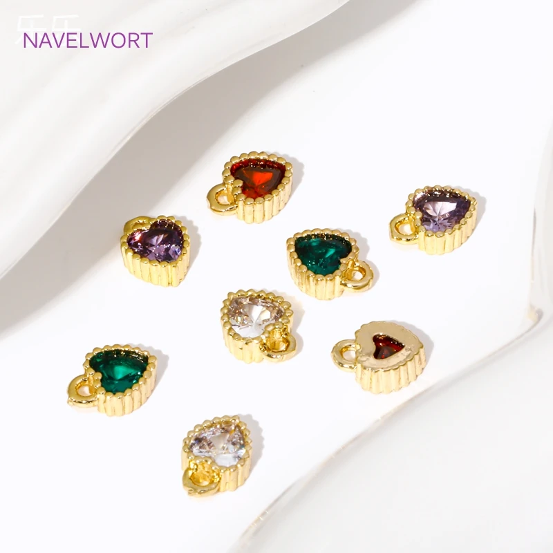 5mm*6.5mm 18K Gold Plated Mini Heart Crystal Glass Charms For Bracelet Making Findings,Pendants For Jewelry,DIY Accessories