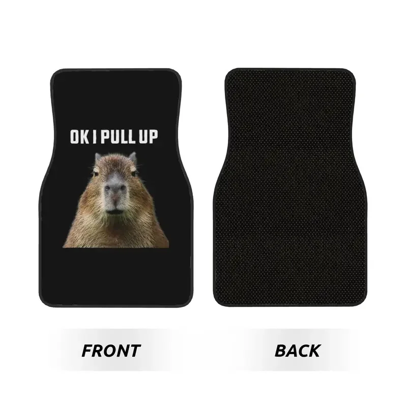 Ok I Pull Up Capybara 4PCS Crystal Velvet Car Floor Mats Set  Universal Front Rear Foot Mats Car Interior Floor Protection Mat