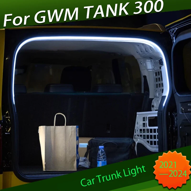 

Свет багажника автомобиля подходит для GWM Tank 300 2020-2024, модифицированные автомобильные светодиодные полосы освещения автомобиля, освещение хвостового ящика, аксессуары для салона автомобиля
