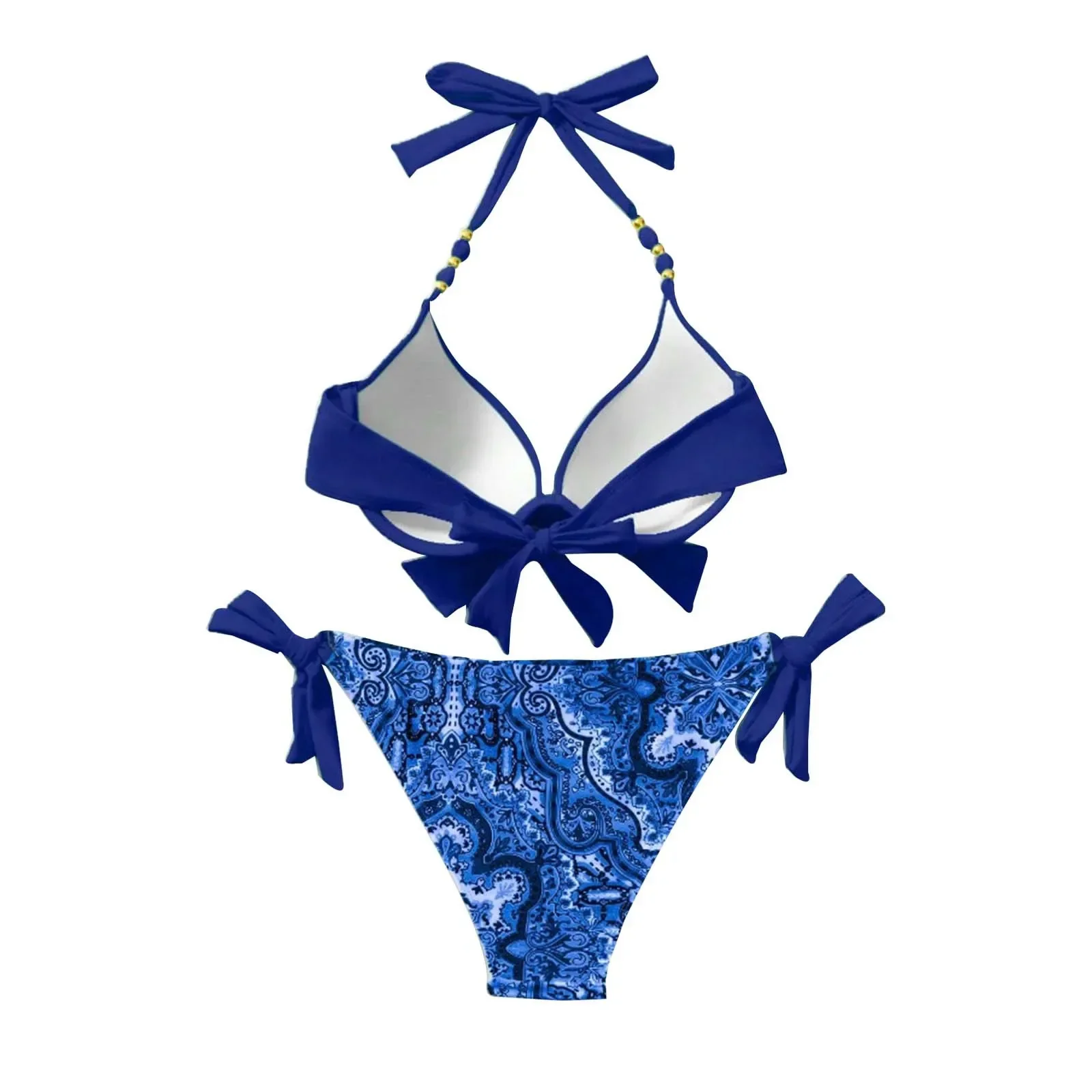 2026 New Push Up Halter Bikini Printed Swimsuit Women Sexy Strappy Swimwear Female Bathers Bathing Swimming Swim Suit Beachwear