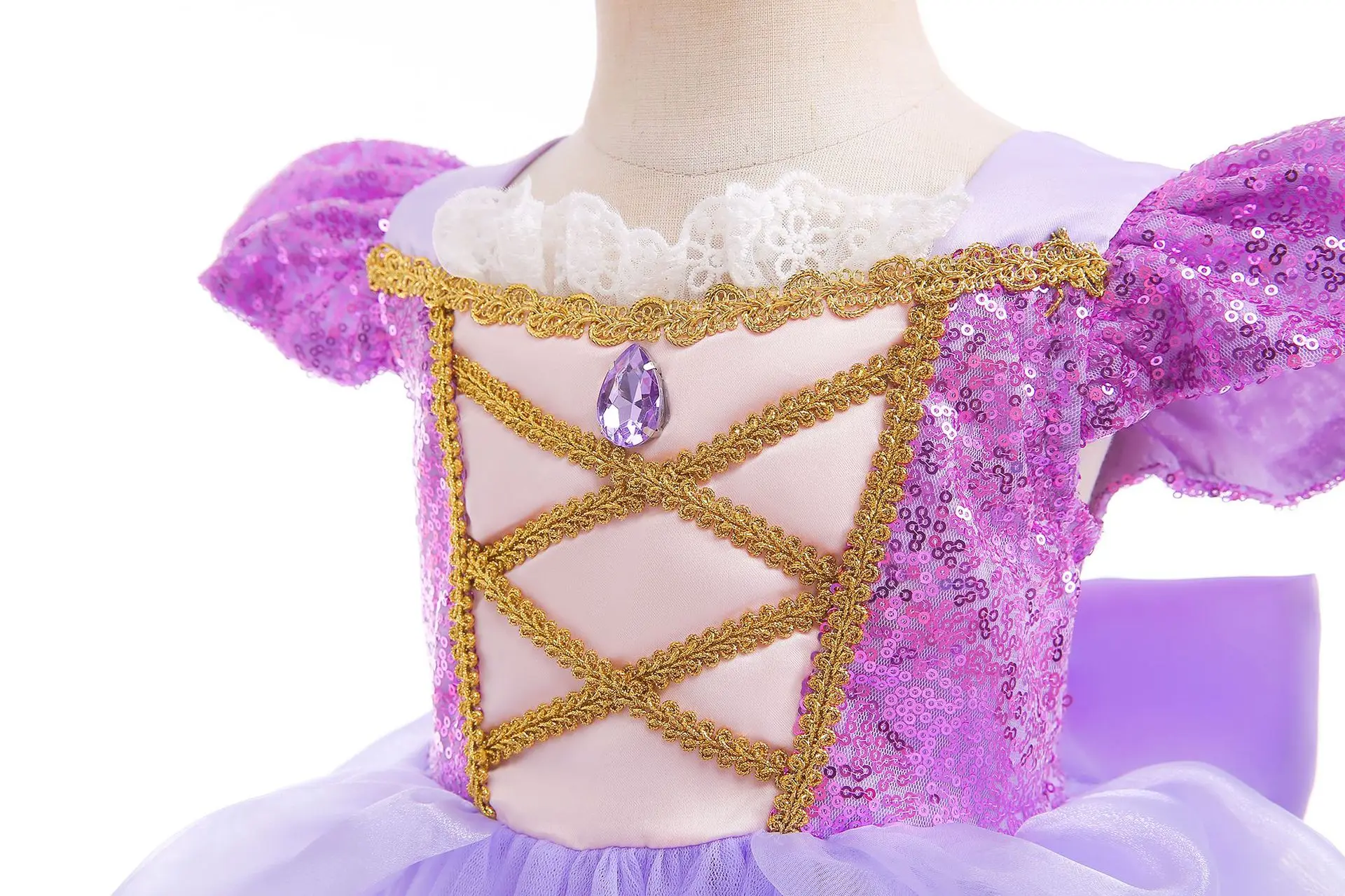 Disney Rapunzel Girl Princess Dress Cosplay Tangled Halloween Birthday Party Vestido Kids Birthday Costume