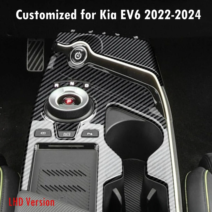 For Kia EV6 2022-2024 ABS Central Control Gear Shift Panel Cover Trim  LHD RHD EV6 Carbonfiber Pattern Shift Decoration Protect