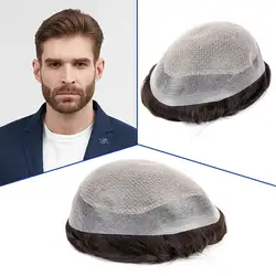 M base de renda com diamante líquido para homens injetado PU, cerca de 100% cabelo humano natural, prótese, substituição de cabelo 6'