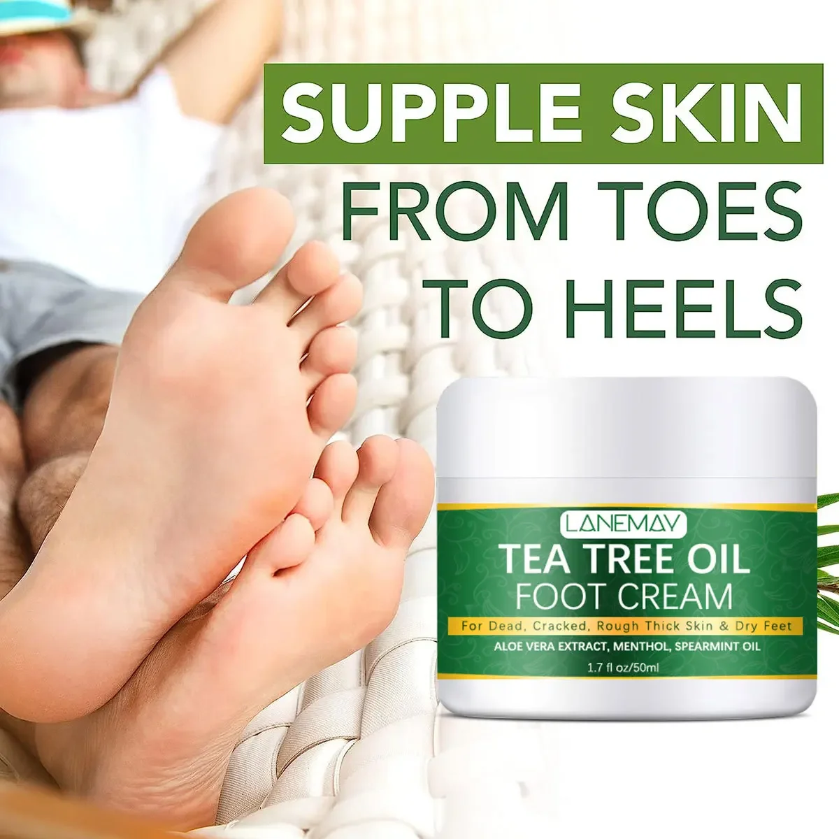 

Green Tea Foot Cream Moisturizing Anti-peeling Anti-drying Crack Improving Rough Hydrating Moisturizing Foot Cream 50g Skincare