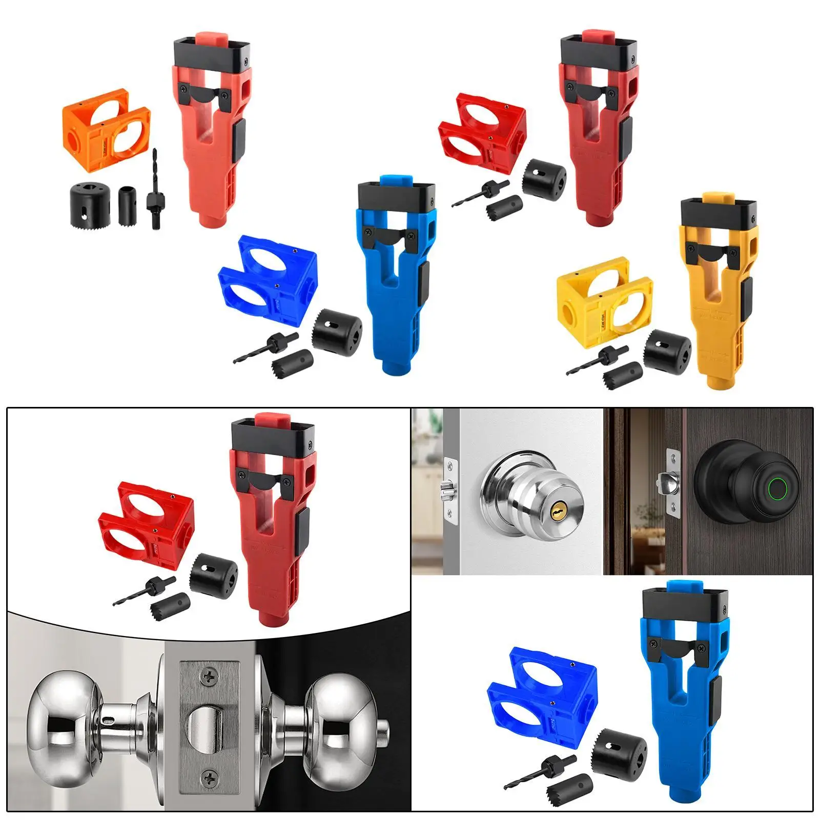 Door Lock Installation Set Wear Resistant Utility Sturdy with Guide Template