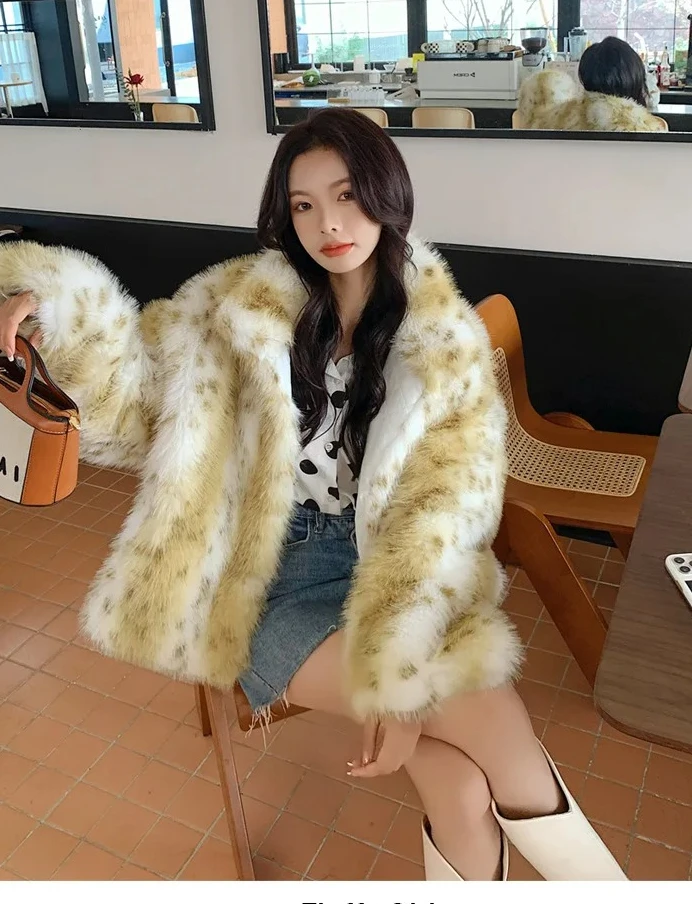 2025 New Autumn Winter Trendy Women's Clothing Faux Fur Coats Leopard Jackets