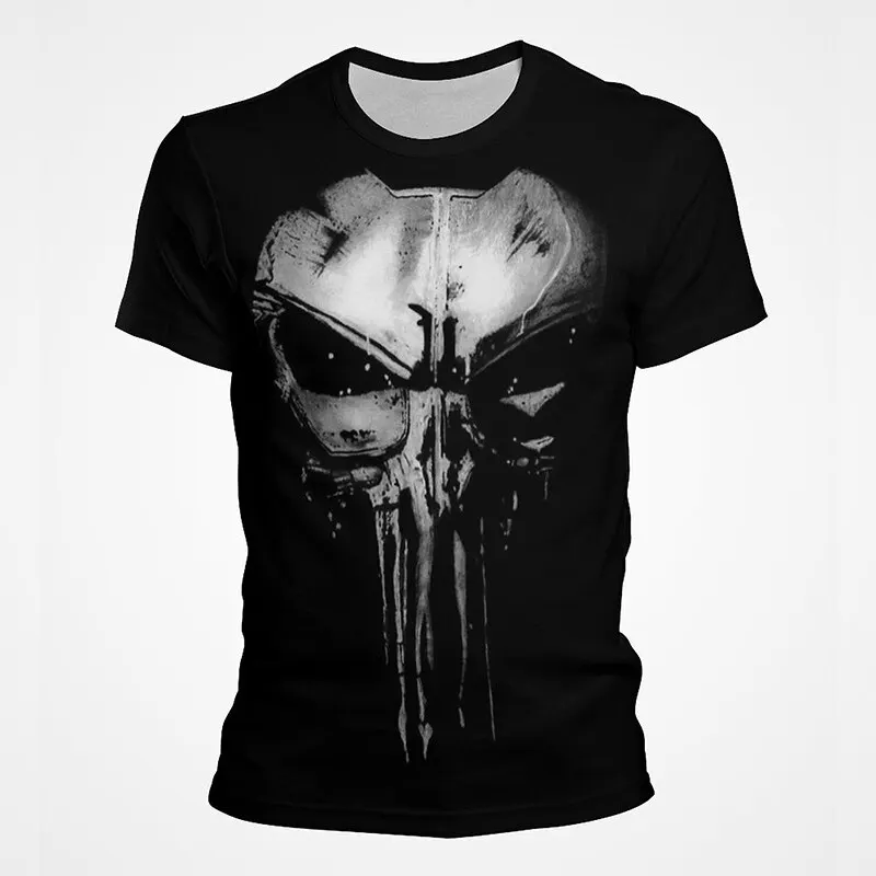 

Miniso Punisher T-Shirts Skull 3D Print Streetwear Men Women Fashion Oversized Short Sleeve T Shirt Kids Tees Tops Clothing