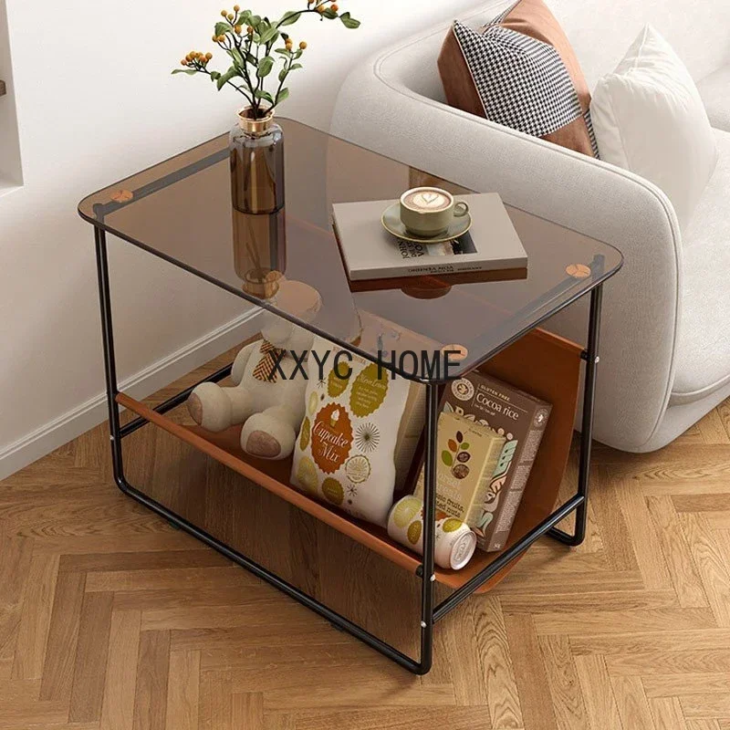 

Tempered Glass Tea Table Silent Wind Living Room Home Sofa Side Table Side Cabinet Small Table