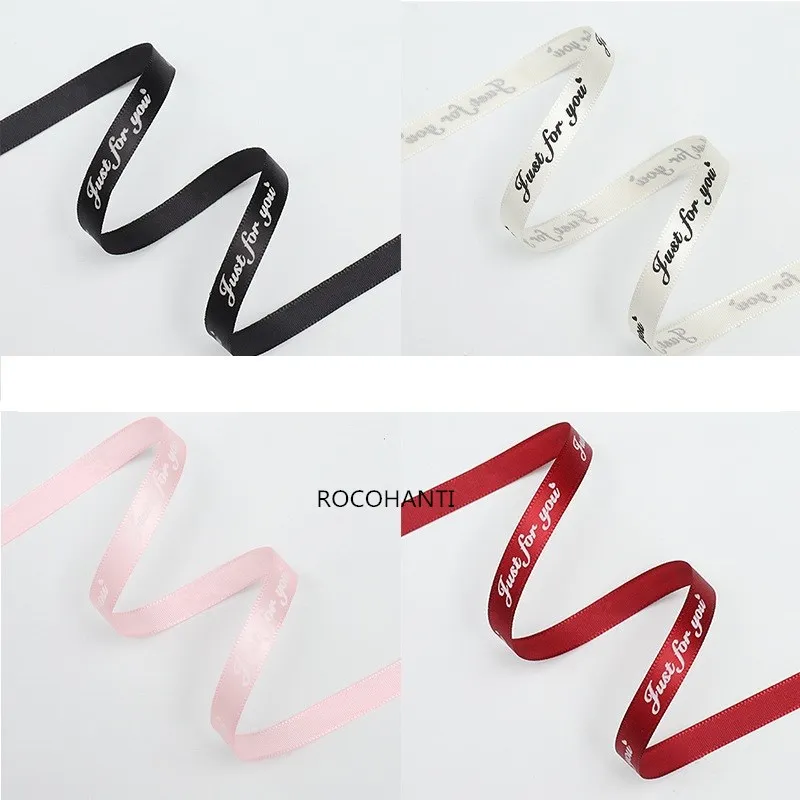 100 Yards Custom Brand Printed Satin Silk Ribbon Polyester Grosgrain Ribbon with LOGO for Flowers Gift Packaging Girls Bows