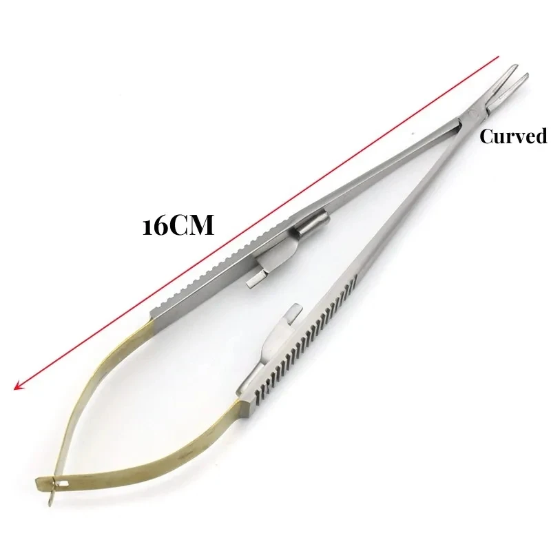 JUMTOP Dental Orthodontic Implant Needle Holders Straight/Curved Castroviejo Needle Holding Forceps Microsurgery Instruments