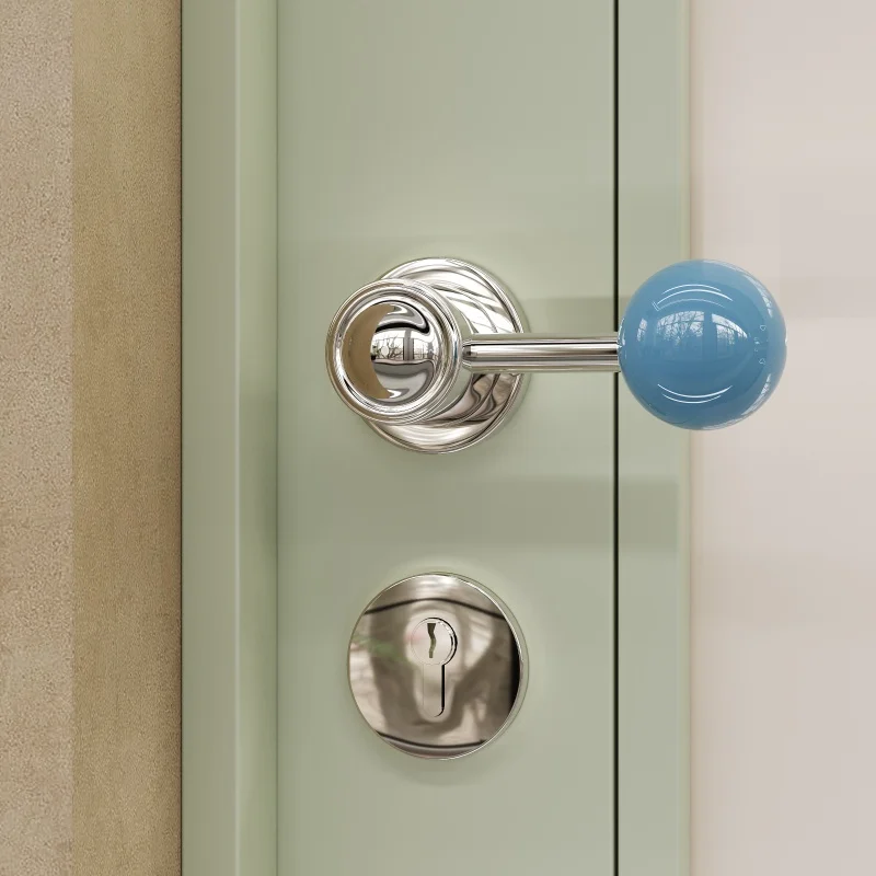 

Minimal spherical door handle silver-white magnetic attraction